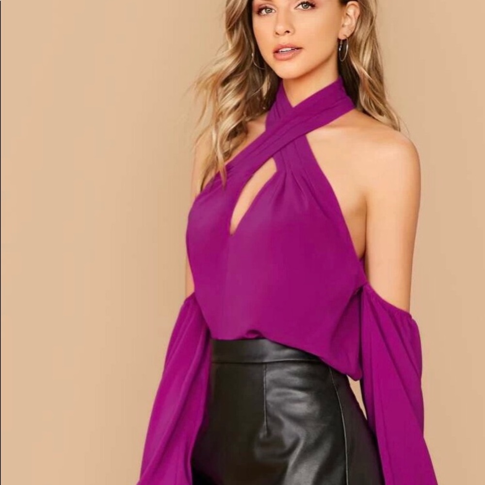 Pink shoulders off top, XS casual blouse